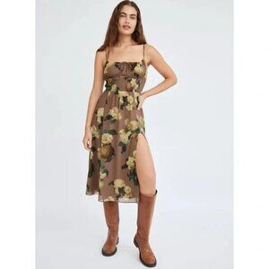 Aritzia Wilfred NWOT Bellow Babydoll Floral Romantic Strap Midi Dress Size S